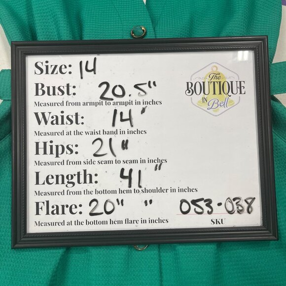 Vintage Peri Petites 80s Dress Kelly Green 14 Button Front Belted Pockets USA - Picture 10 of 12